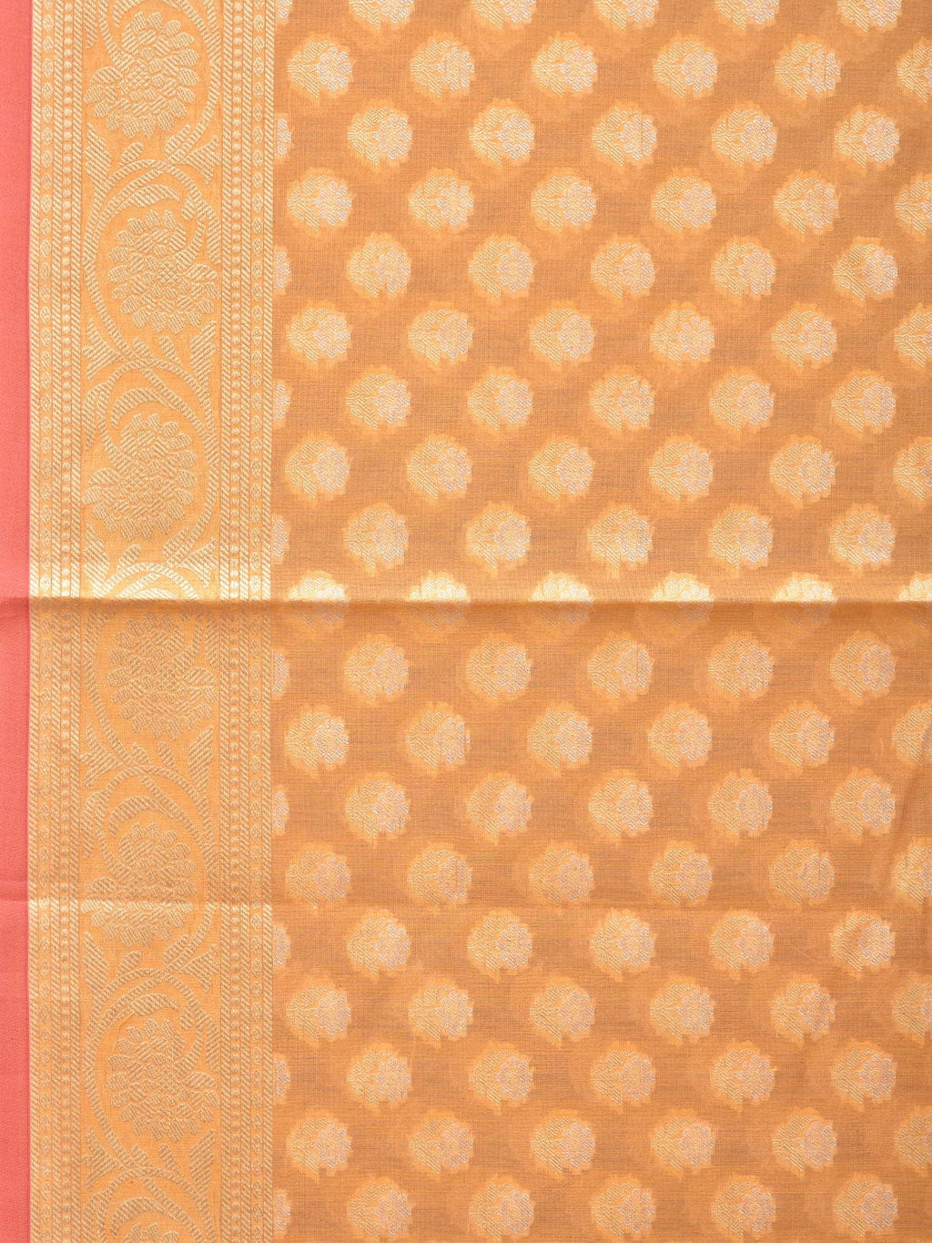 Orange Cut Work Cotton Silk Saree with All Over Banaras Design - Global Threads