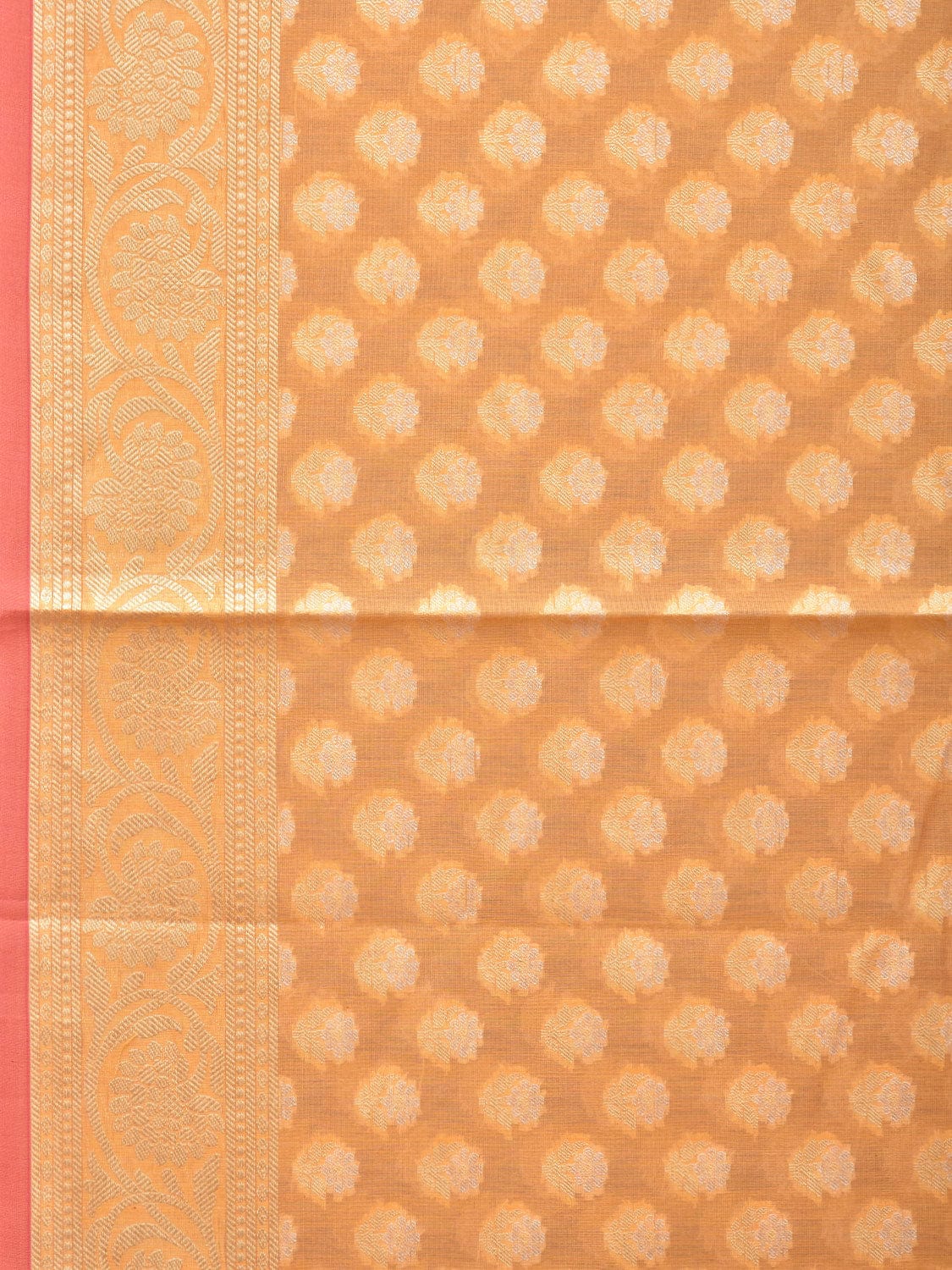 Orange Cut Work Cotton Silk Saree with All Over Banaras Design - Global Threads
