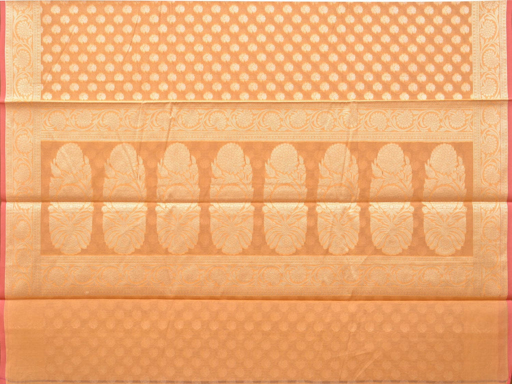 Orange Cut Work Cotton Silk Saree with All Over Banaras Design - Global Threads