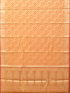 Orange Cut Work Cotton Silk Saree with All Over Diagonal Banaras Design - Global Threads