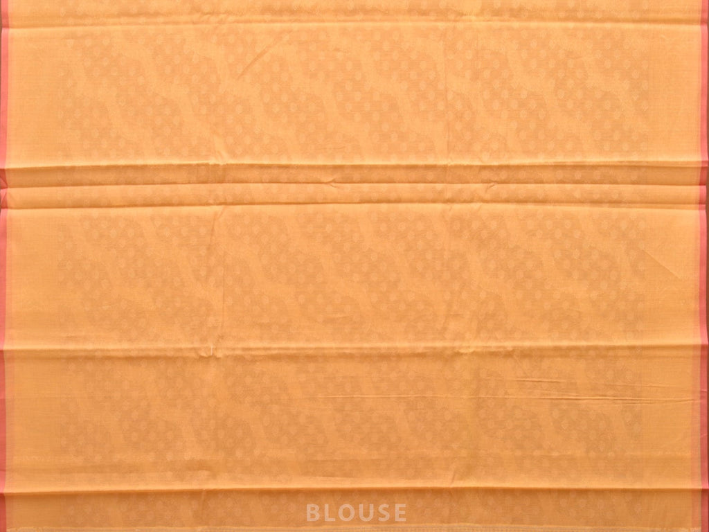 Orange Cut Work Cotton Silk Saree with All Over Diagonal Banaras Design - Global Threads
