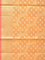Orange Cut Work Cotton Silk Saree with All Over Diagonal Banaras Design - Global Threads