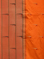 Orange Paithani Silk Handloom Saree with Triple Muniya Border Design - Global Threads