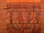 Orange Paithani Silk Handloom Saree with Triple Muniya Border Design - Global Threads