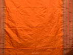 Orange Paithani Silk Handloom Saree with Triple Muniya Border Design - Global Threads