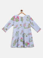 Ahalyaa Blue Crepe Printed Kids Kurta With Harem Pants For Girls