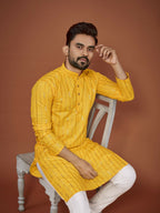 Anaita Yellow Embroidered Cotton Straight Kurta