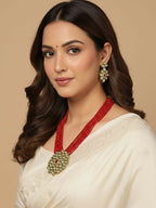 NVR Women Gold Plated Red Kundan Jewellery Set - Distacart