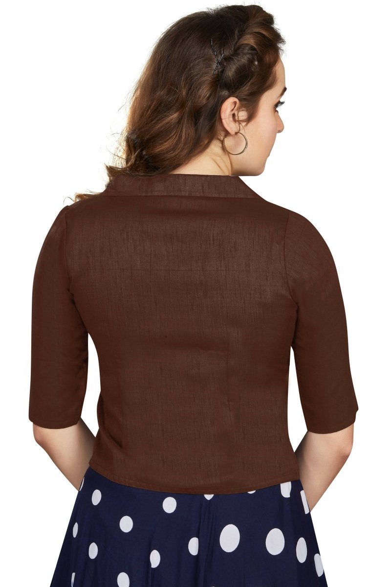Aastha Fashion Women's Women's Coffee Art Silk Button Readymade Blouse