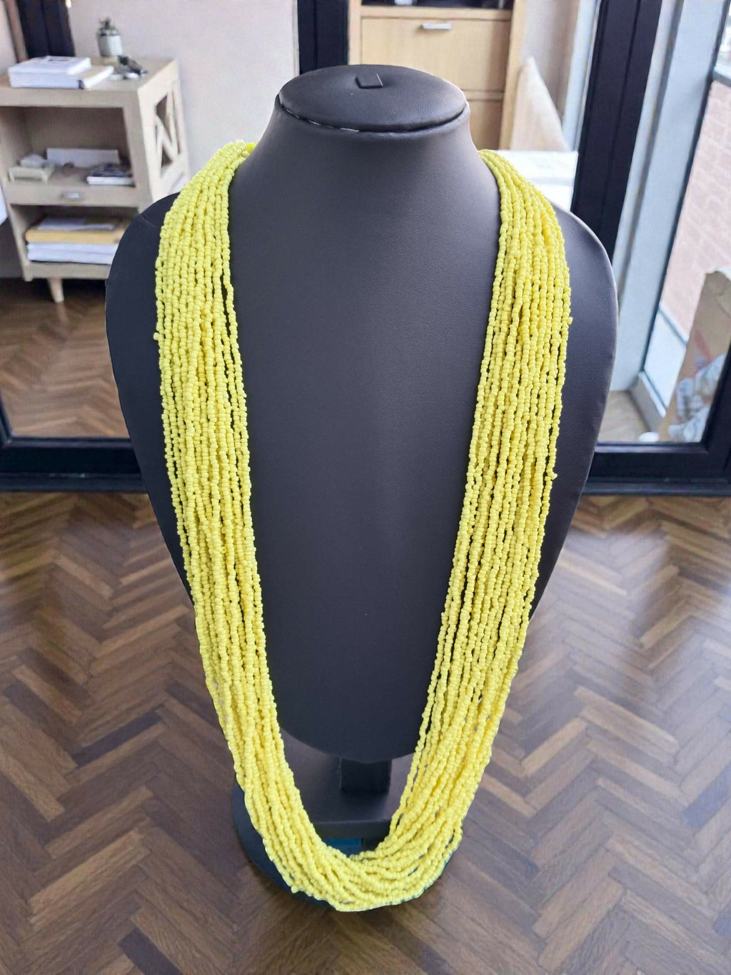 Inhanns Rangsaaz 20-Layer Luxe Long Beaded Only Necklace - Lemon Yellow Only Necklace