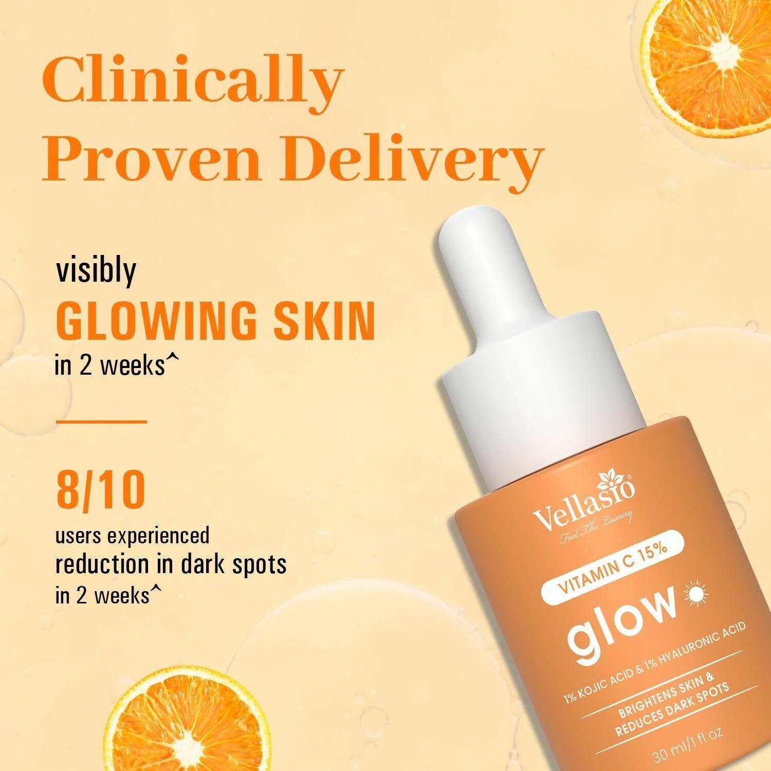 Vellasio 15% Vitamin C Serum with Hyaluronic Acid & Kojic Acid