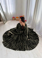 Teeya Creation Black Color Mal Chanderi Silk Hand Embroidery Work Long Gown - Distacart