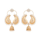 Nuyug 22K Gold Plated White Stone Studded Contemporary Mini Jhumki Dangler Earrings - Distacart