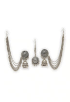 Mominos Fashion Johar Kamal Bahubali Silver Colour Earrings With Tikka - Distacart