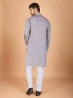 Vastranavya Grey Exclusive Festival Wear Viscose Silk Thread with Sequence Embroidered Work Kurta with Dupatta