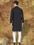 Even Apparels Men's Pure Cotton Black Kurta