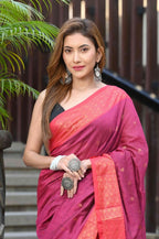 Beatitude Pink Cotton Banarasi Saree