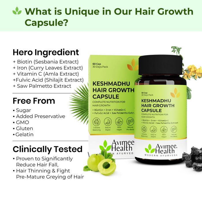 Avimee Herbal Keshmadhu Hair Growth Capsule with Biotin