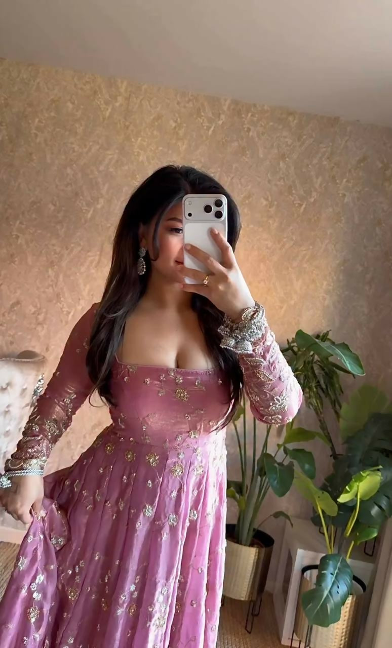 Teeya Creation Pink Color Faux Georgette Long Party Wear Gown - Distacart
