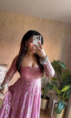 Teeya Creation Pink Color Faux Georgette Long Party Wear Gown - Distacart