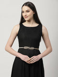 NVR Women Circular Gold-Polished Stretchable Metal Belt