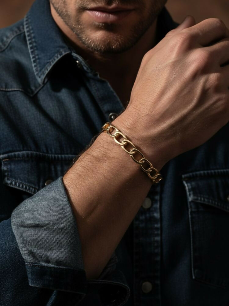 NVR Men's Rose Gold Plated Cuff Bracelet - Distacart