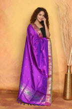 Very Much Indian Pure Silk Handloom Traditional Paithani Dupatta - Violet