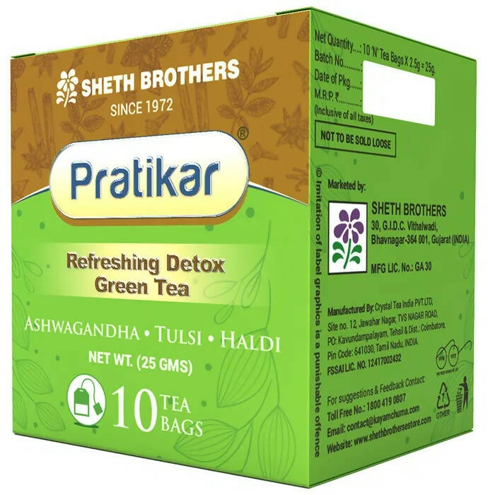 Sheth Brothers Pratikar Refreshing Detox Green Tea Bag - Distacart