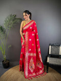 Joban Fashion Banarasi Pink Woven Soft Silk Saree - Distacart