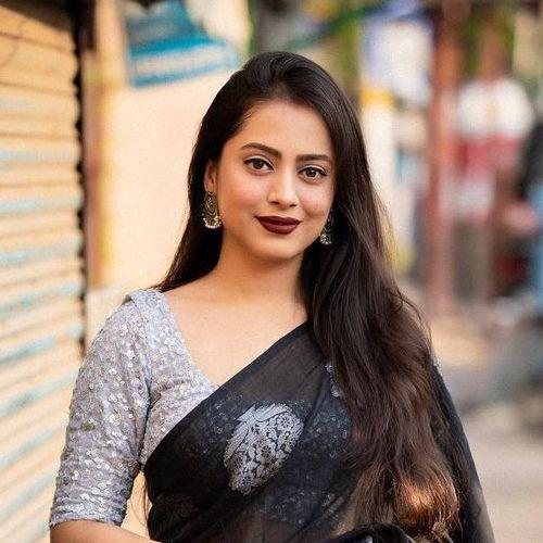 Black Pure Linen Woven Design Saree with Unstitched Blouse - A2M - Distacart