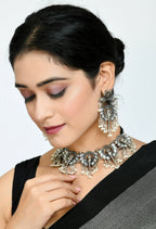 Mominos Fashion Johar Kamal Oxidised Silver-Plated Ganesha Design Necklace Choker Set - Distacart