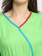 Rudra Bazaar Lime Green Flared Kurta with Belt - Distacart