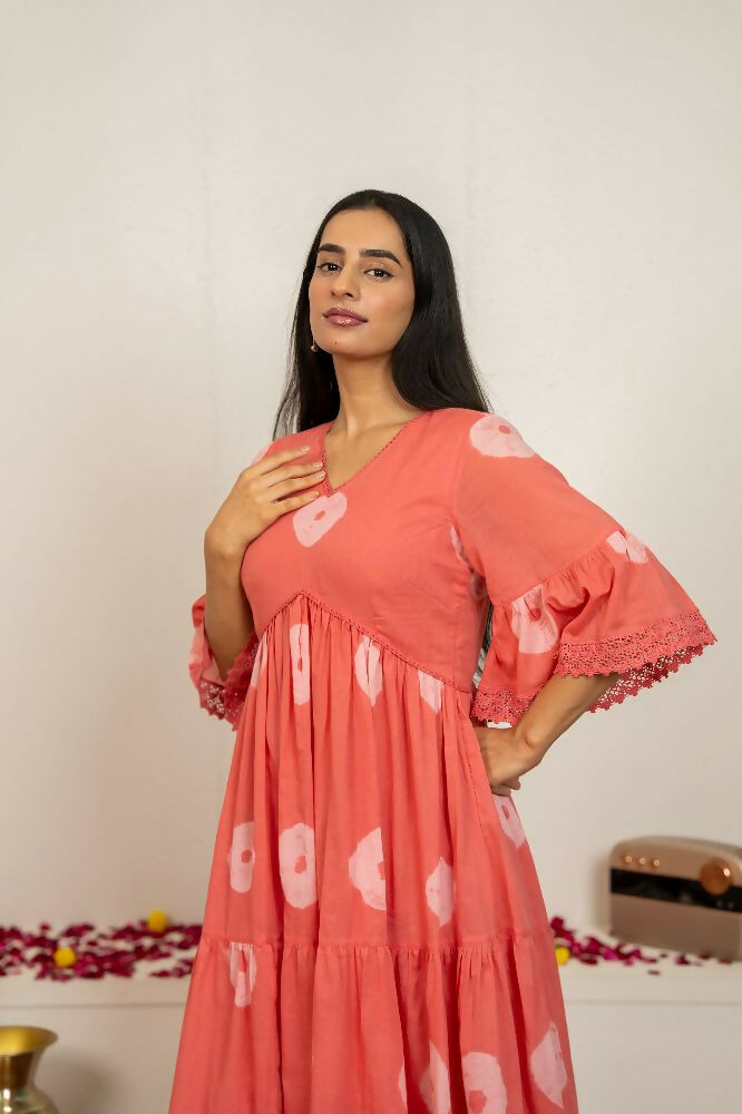 Joban Fashion Pink Tie & Dye Cotton Dress - Distacart