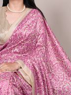 Vastranavya Pink Tussar Silk Printed Saree with Unstitched Blouse - Distacart