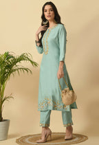 Joban Fashion Sea Green Cotton Rayon Kurta Set