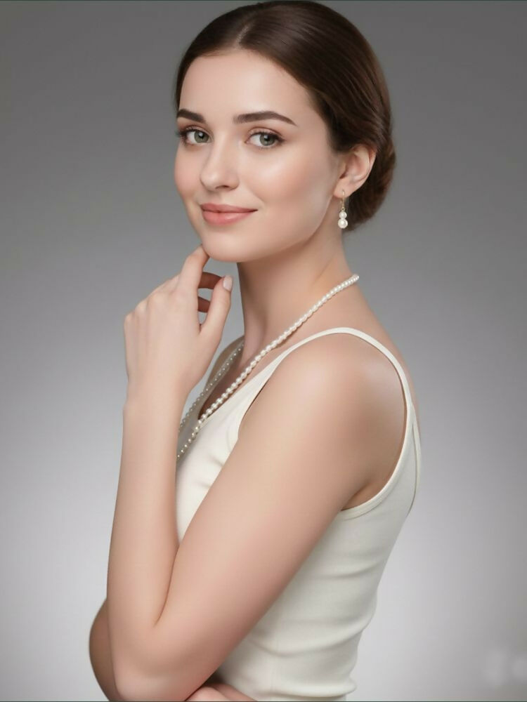 NVR Women Gold Plated White Pearl Necklace With Earrings - Distacart