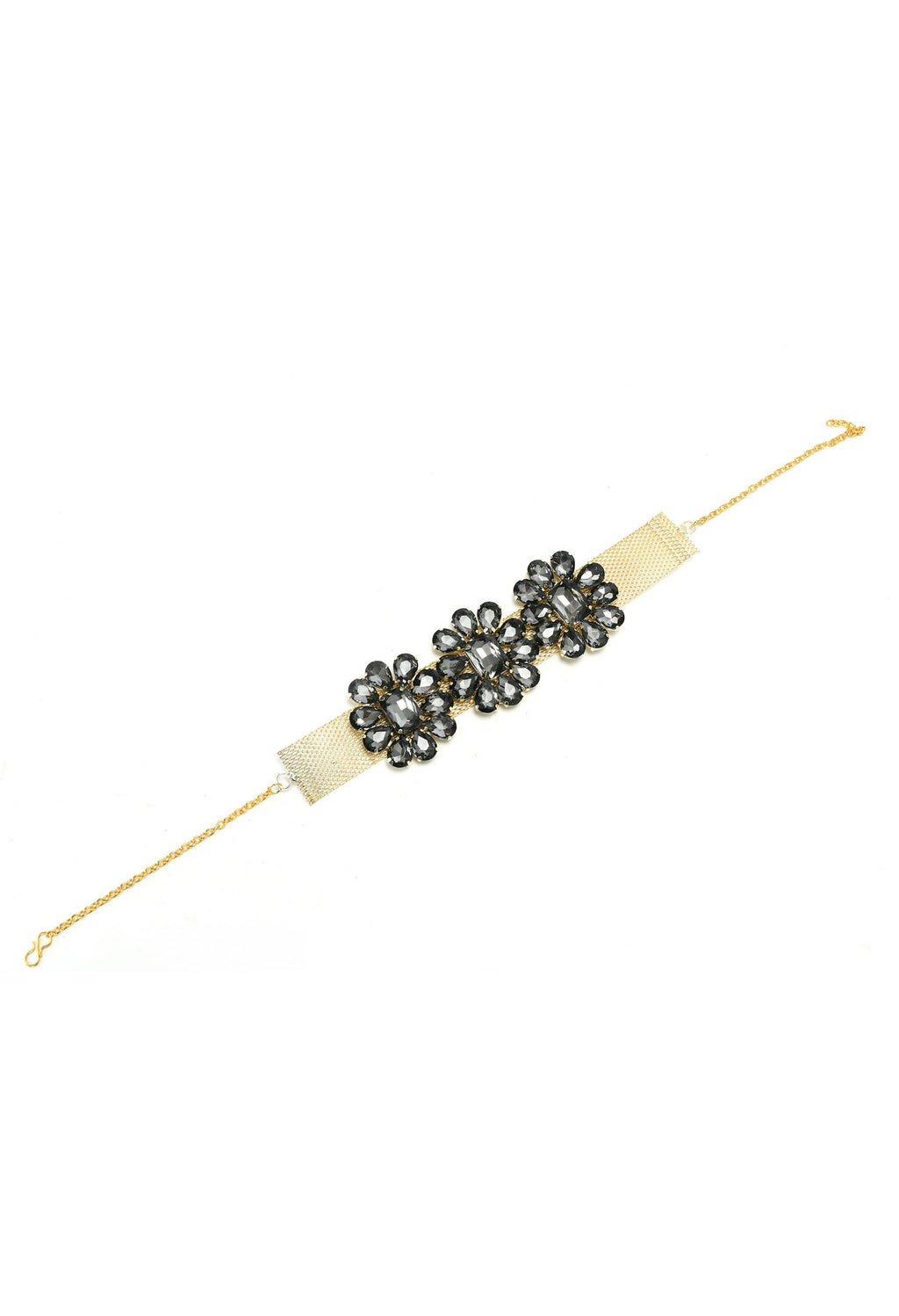 Mominos Fashion Joharkamal Gold-Plated Brass Finish Stone Choker For Women & Girls (Grey) - Distacart