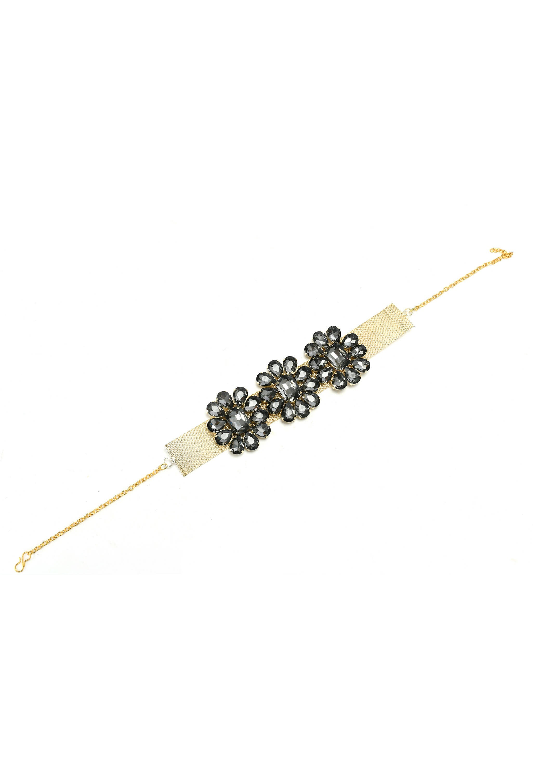 Mominos Fashion Joharkamal Gold-Plated Brass Finish Stone Choker For Women & Girls (Grey) - Distacart
