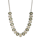 Mufli (peanut) Kundan Neckpiece with Meenakari and American Diamonds (Silver) - Ruby Raang