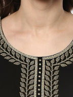 Ahalyaa Women's Black Georgette Glitter Print Kurta - Distacart