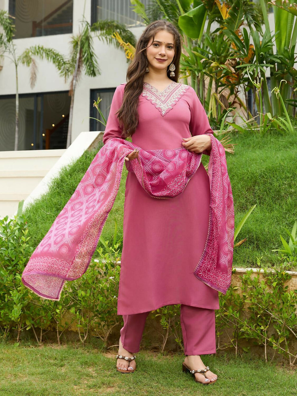 The52 Gajri Women's Beautiful Embroidered Rayon Fabric with Straight Kurta, Pant and Dupatta Set - Distacart