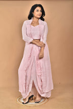 Morchari Women Hand Embroidery Crop Top-Pink