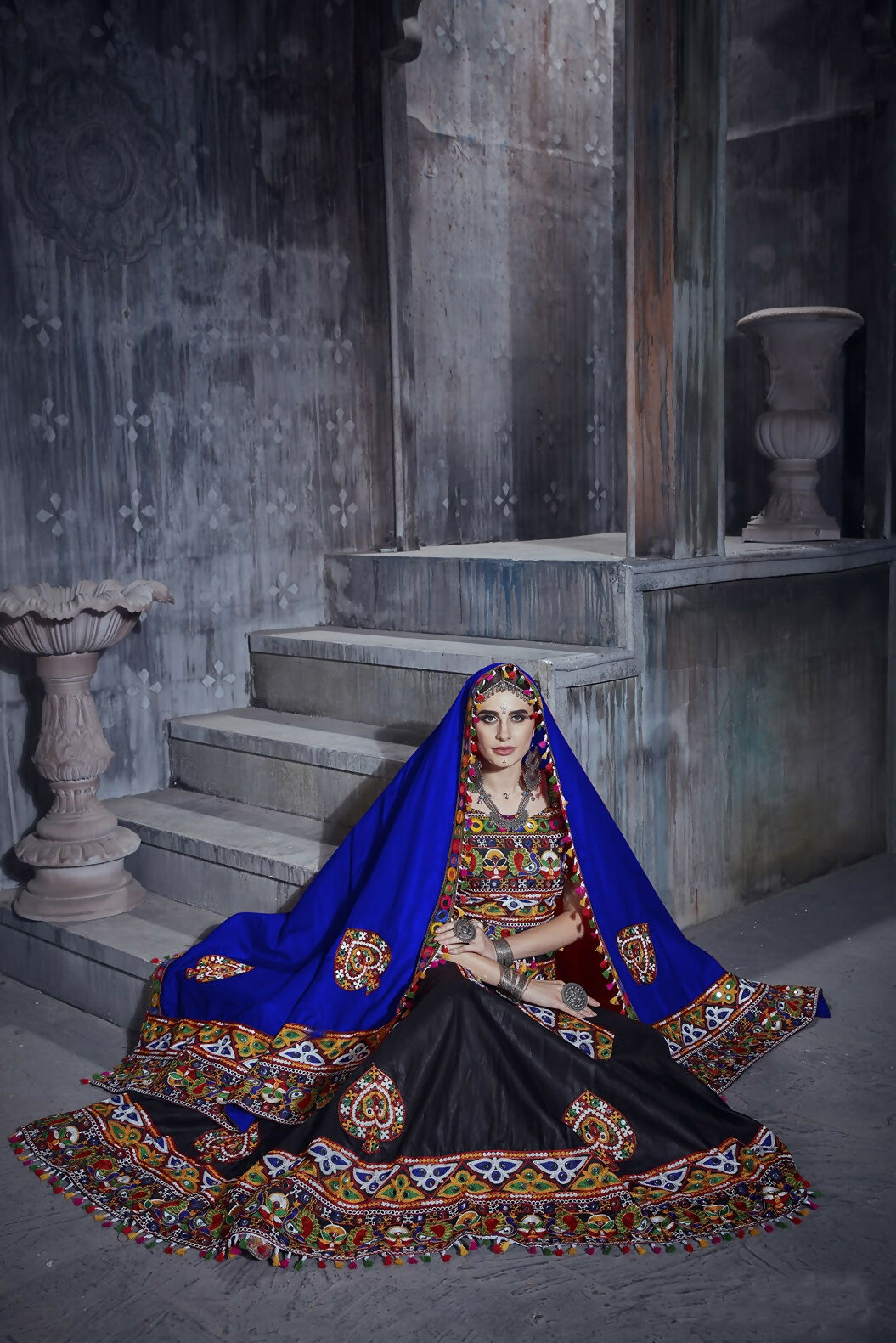 AI Fashion Black Art Silk Designer Navratri Lehenga Choli Collection