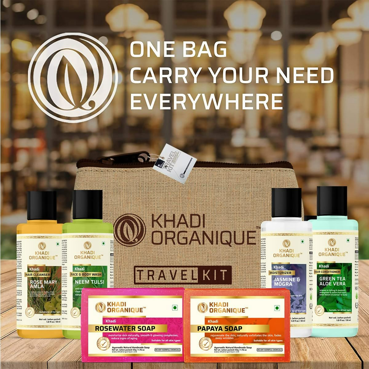 khadi Organique Grooming Travel Kit Men & Women