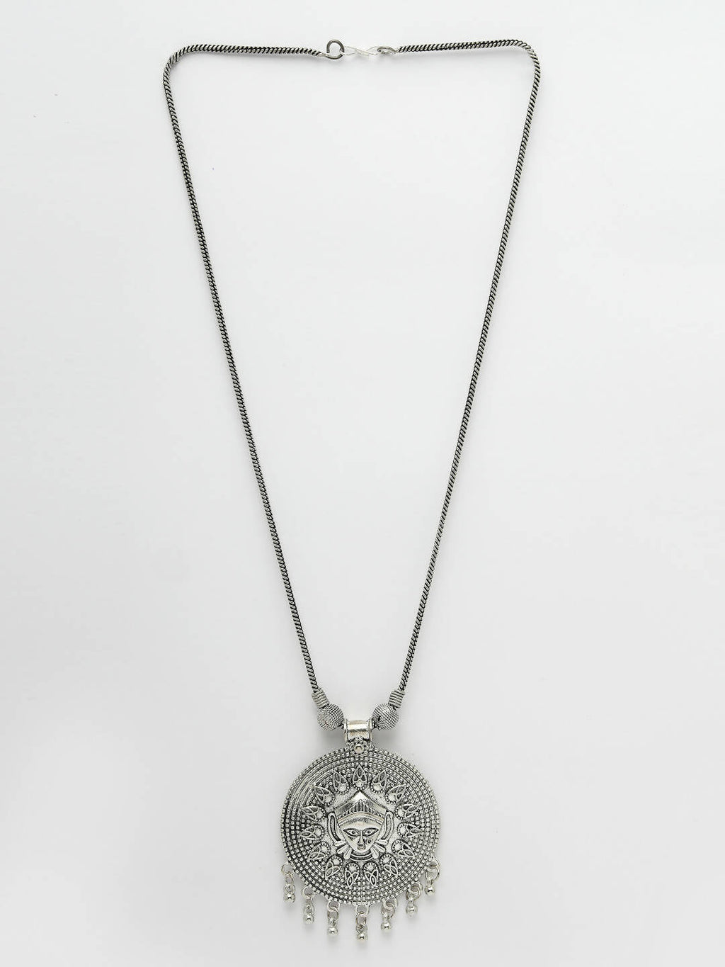 NVR Women's Elegant Silver Oxidised Brass Necklace