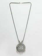 NVR Women's Elegant Silver Oxidised Brass Necklace
