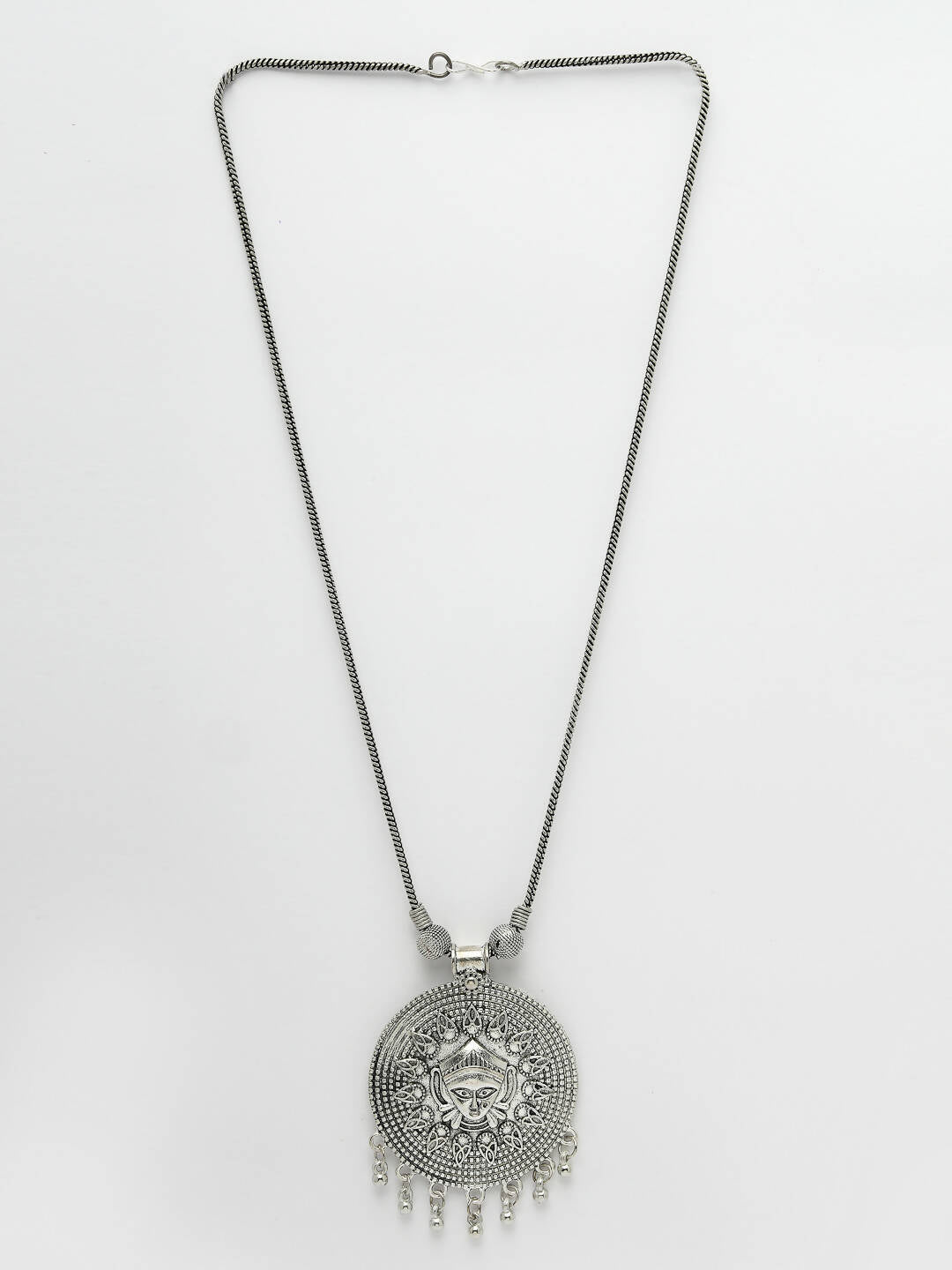 NVR Women's Elegant Silver Oxidised Brass Necklace
