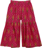 Ahalyaa Magenta Cotton Printed Kids Kurta Sharara Set With Dupatta For Girls