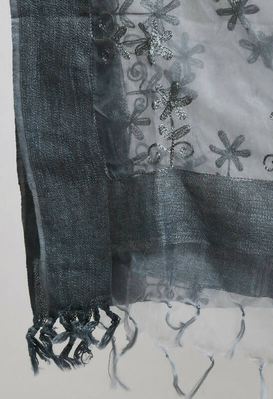 Mominos Fashion Moeza Women's Orgenza All Over Chikan Work Grey Dupatta - Distacart