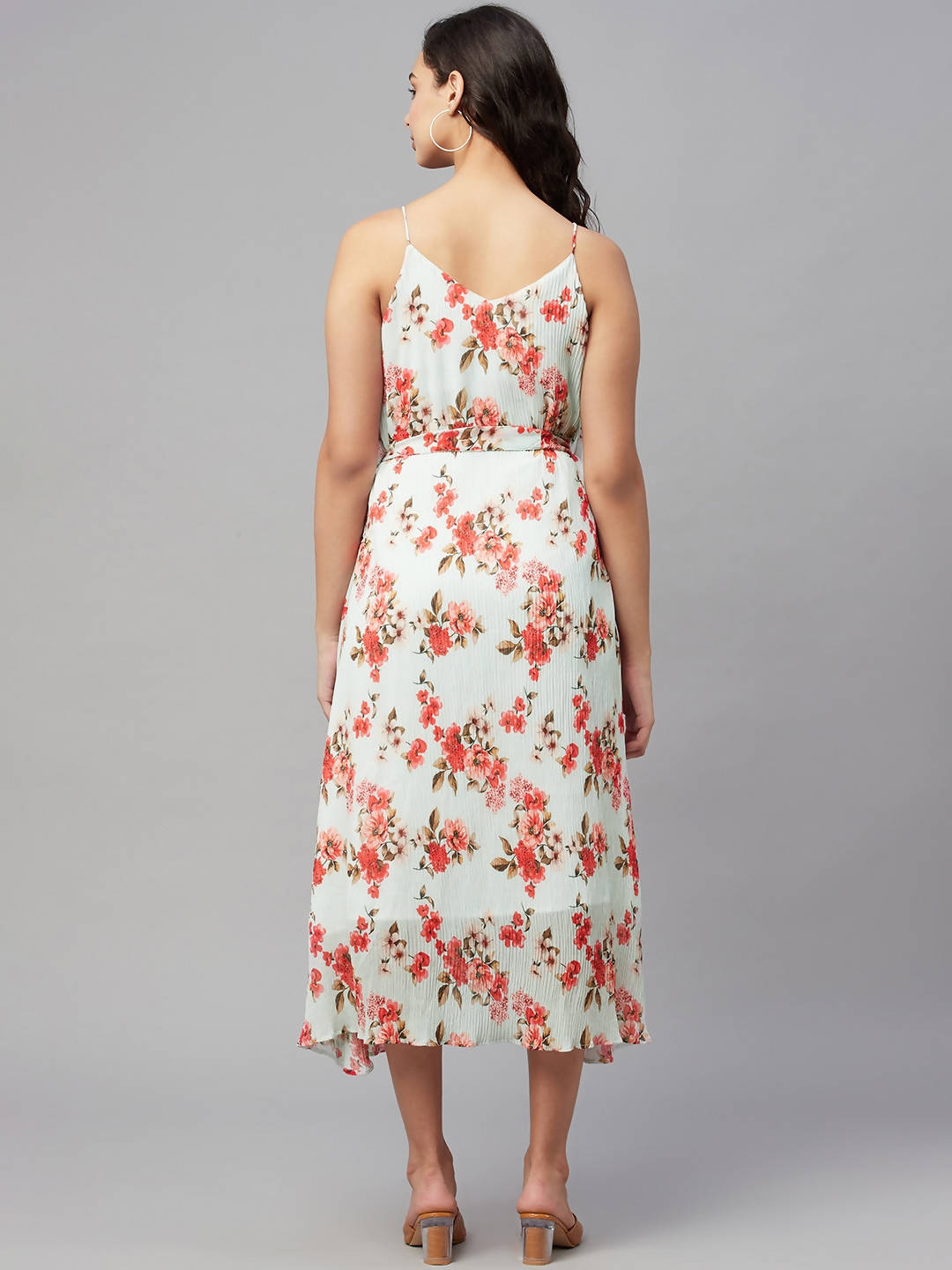 Myshka Women Multicolor Printed Sleeveless V Neck Dress - Distacart